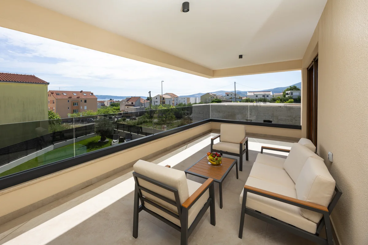 a room with a table and chairs