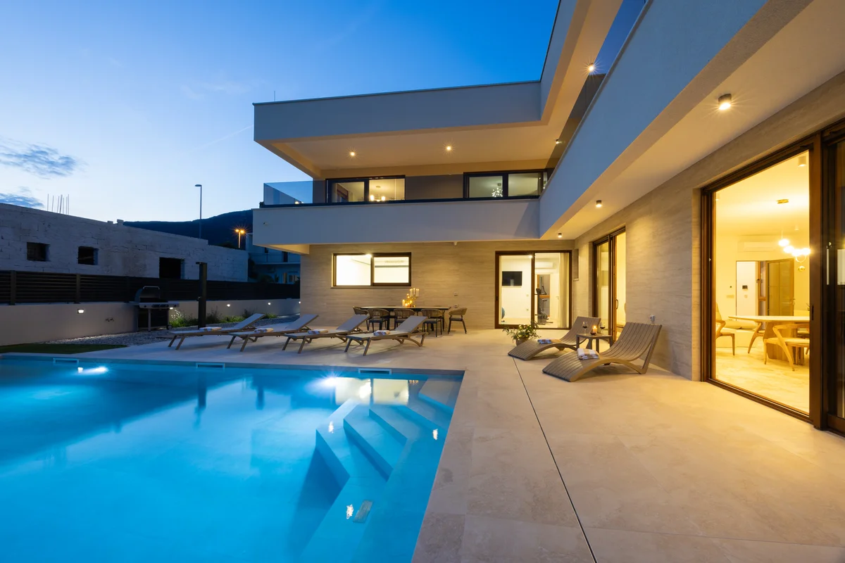 a swimming pool in a house